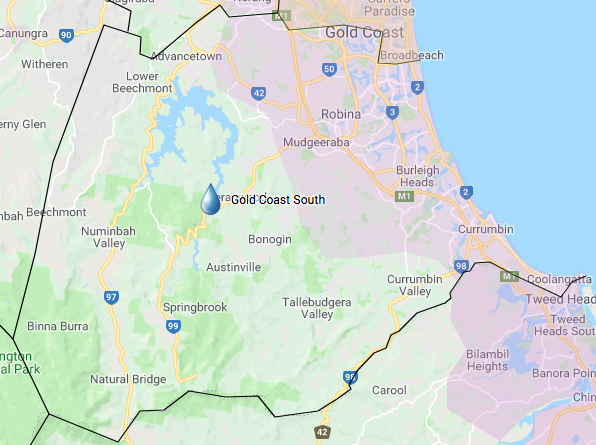 Gold Coast South Water Tank Cleaning service area map