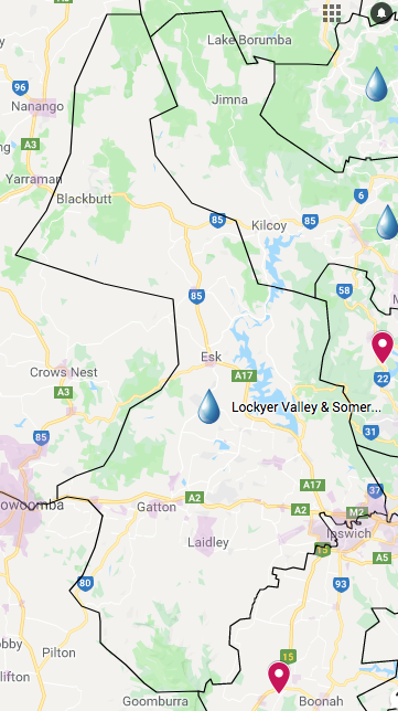 Lockyer Valley & Somerset Region Water Tank Cleaning service area map