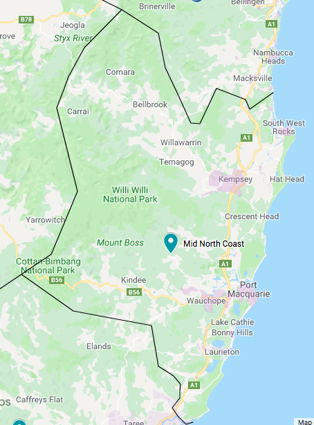 Mid North Coast NSW Water Tank Cleaning service area map