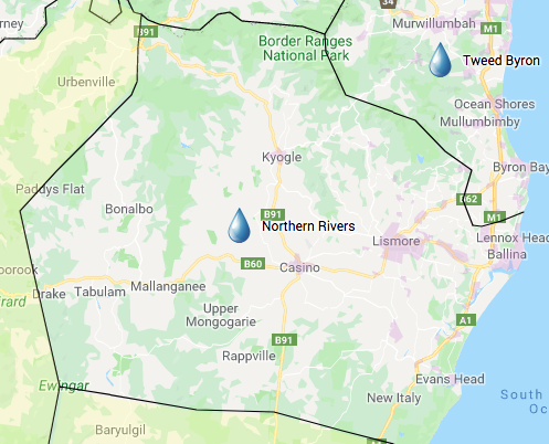 Northern Rivers Water Tank Cleaning service area map