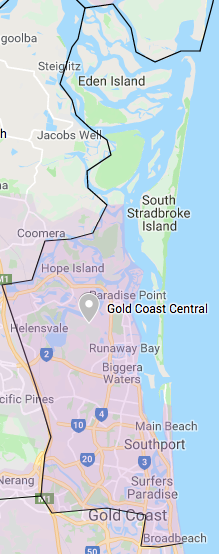 Gold Coast Central Water Tank Cleaning service area map