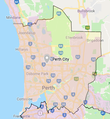Perth City Water Tank Cleaning service area map