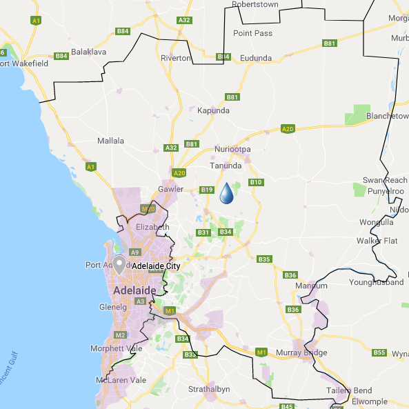Adelaide Hills Water Tank Cleaning service area map