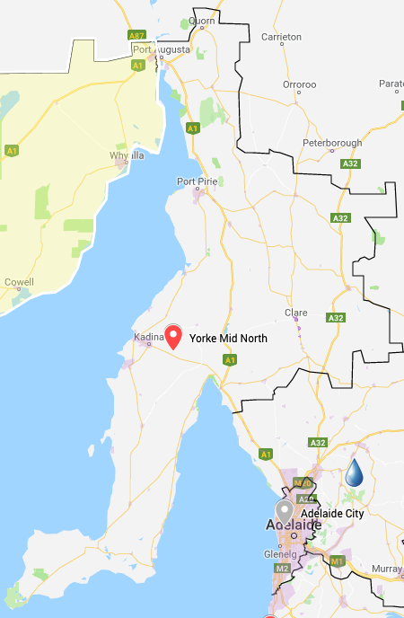 Yorke Mid North Water Tank Cleaning service area map
