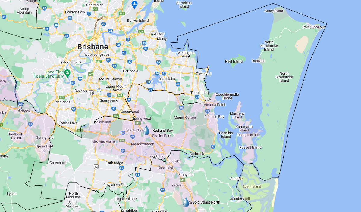 Redland/Logan Water Tank Cleaning service area map