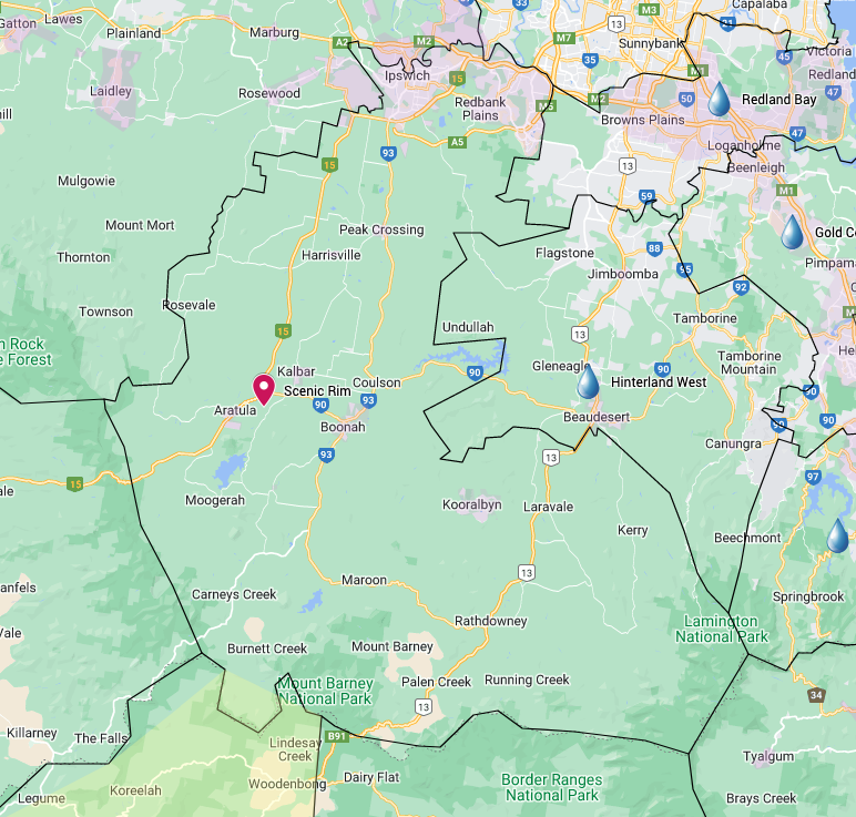 Scenic Rim Water Tank Cleaning service area map