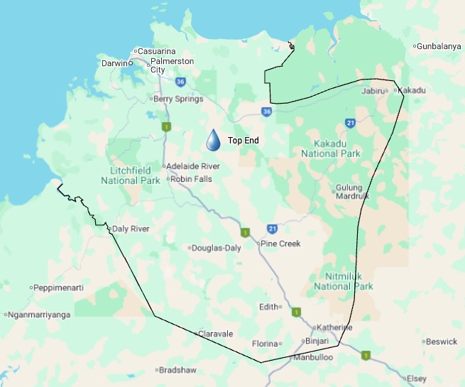 Top End service area map